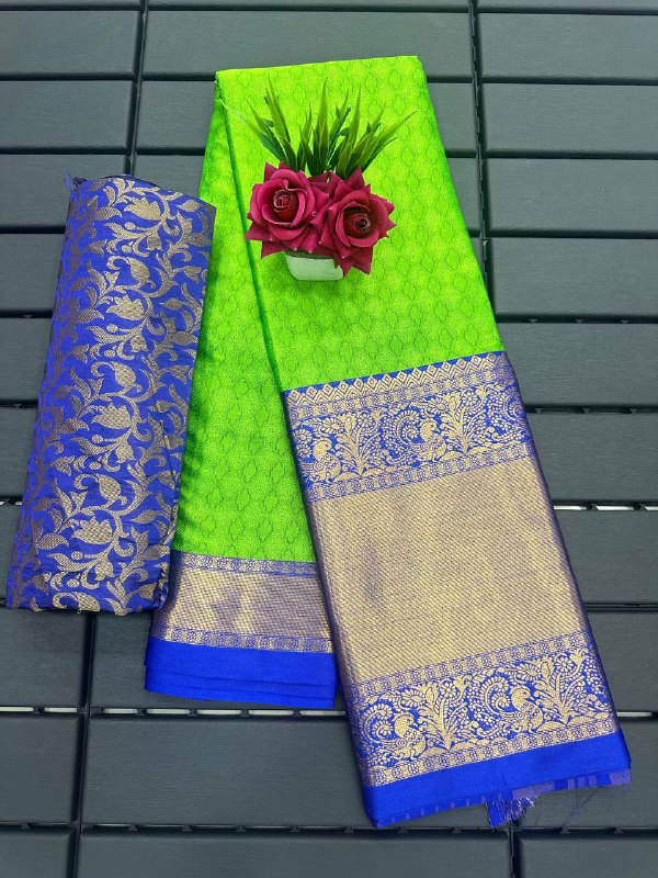 Perrot Blue Copper Design Aura Kanjivaram Silk Saree