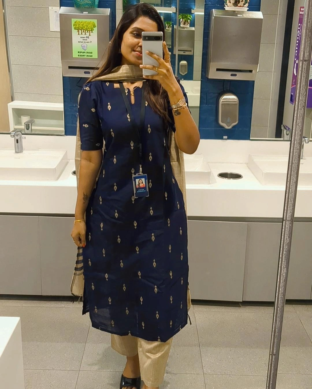 Blue Raw Silk Kurti Pant With Duppatta