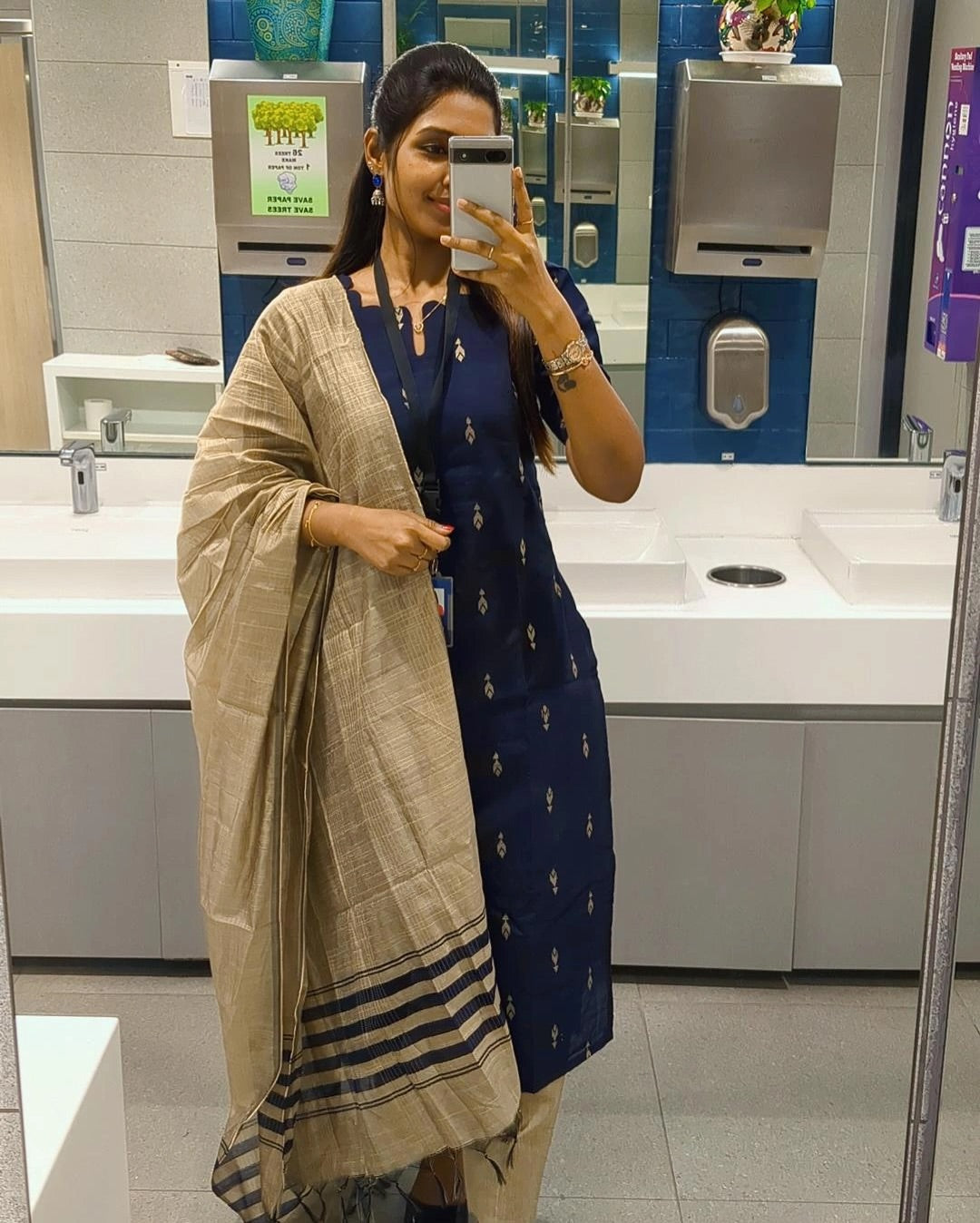 Blue Raw Silk Kurti Pant With Duppatta