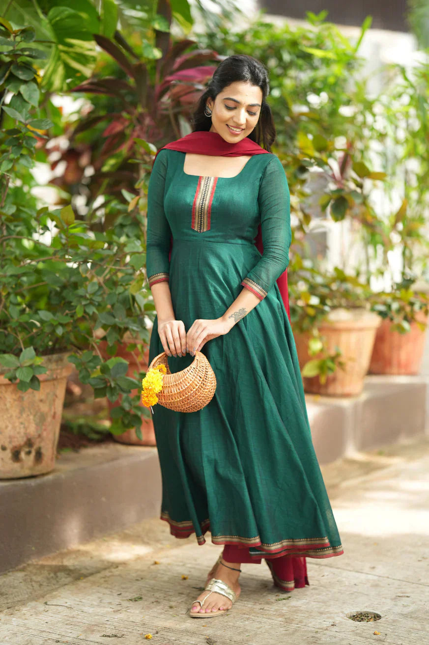 Avani collection Pure cotton temple Anarkali