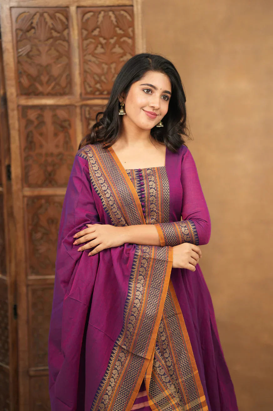 Mehana collection Pure cotton temple Anarkali