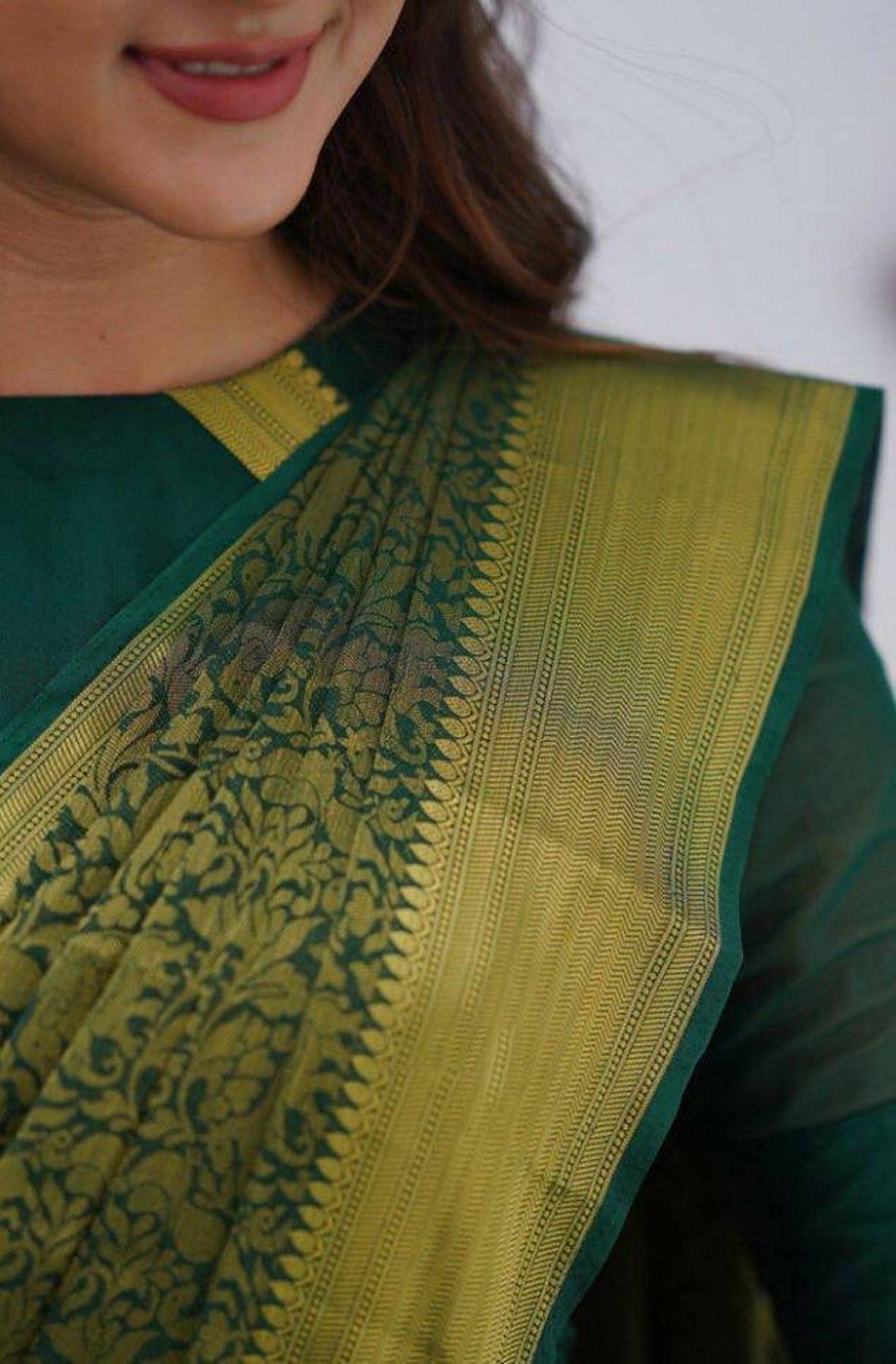 Green Yellow Boarder Aayana Pure Silk Saree