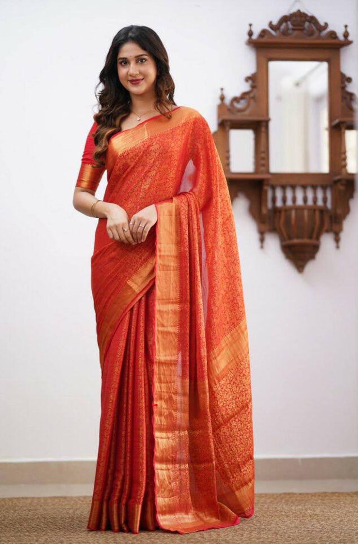 Red Yellow Boarder Aayana Pure Silk Saree