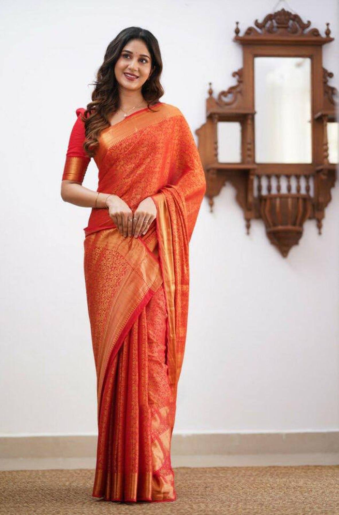 Red Yellow Boarder Aayana Pure Silk Saree