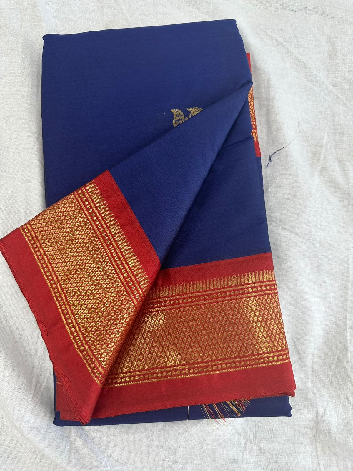 Blue and Red pallu Design CP Cotton Saree