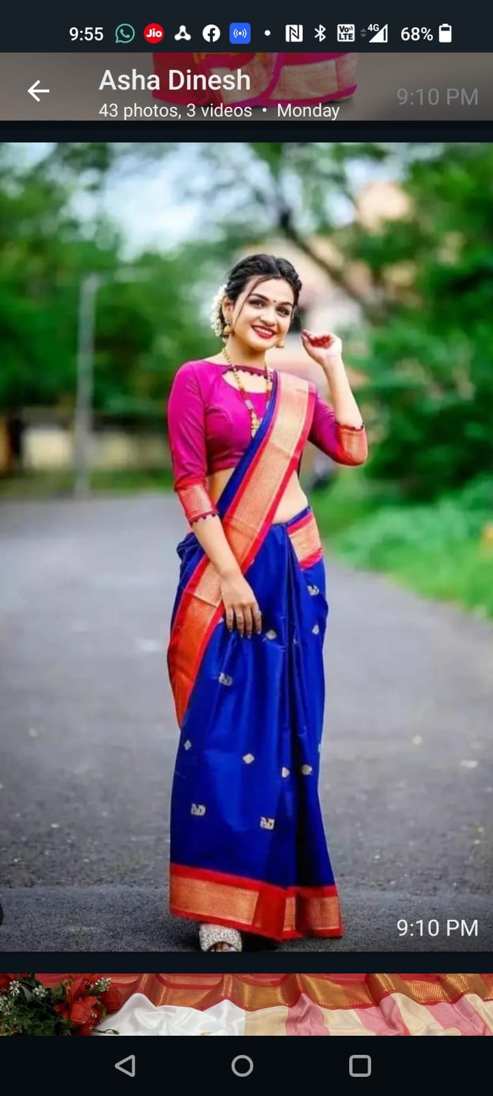 Blue and Red pallu Design CP Cotton Saree