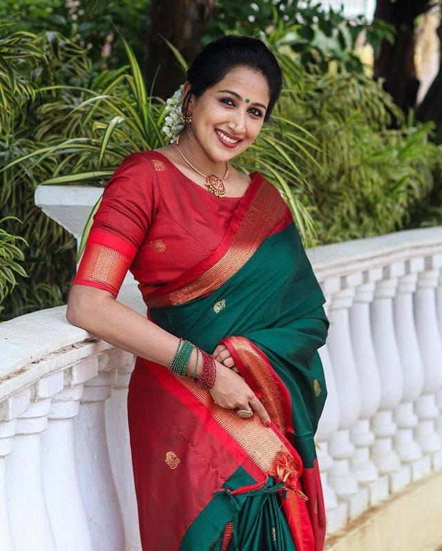 Green and Red pallu Design CP Cotton Saree