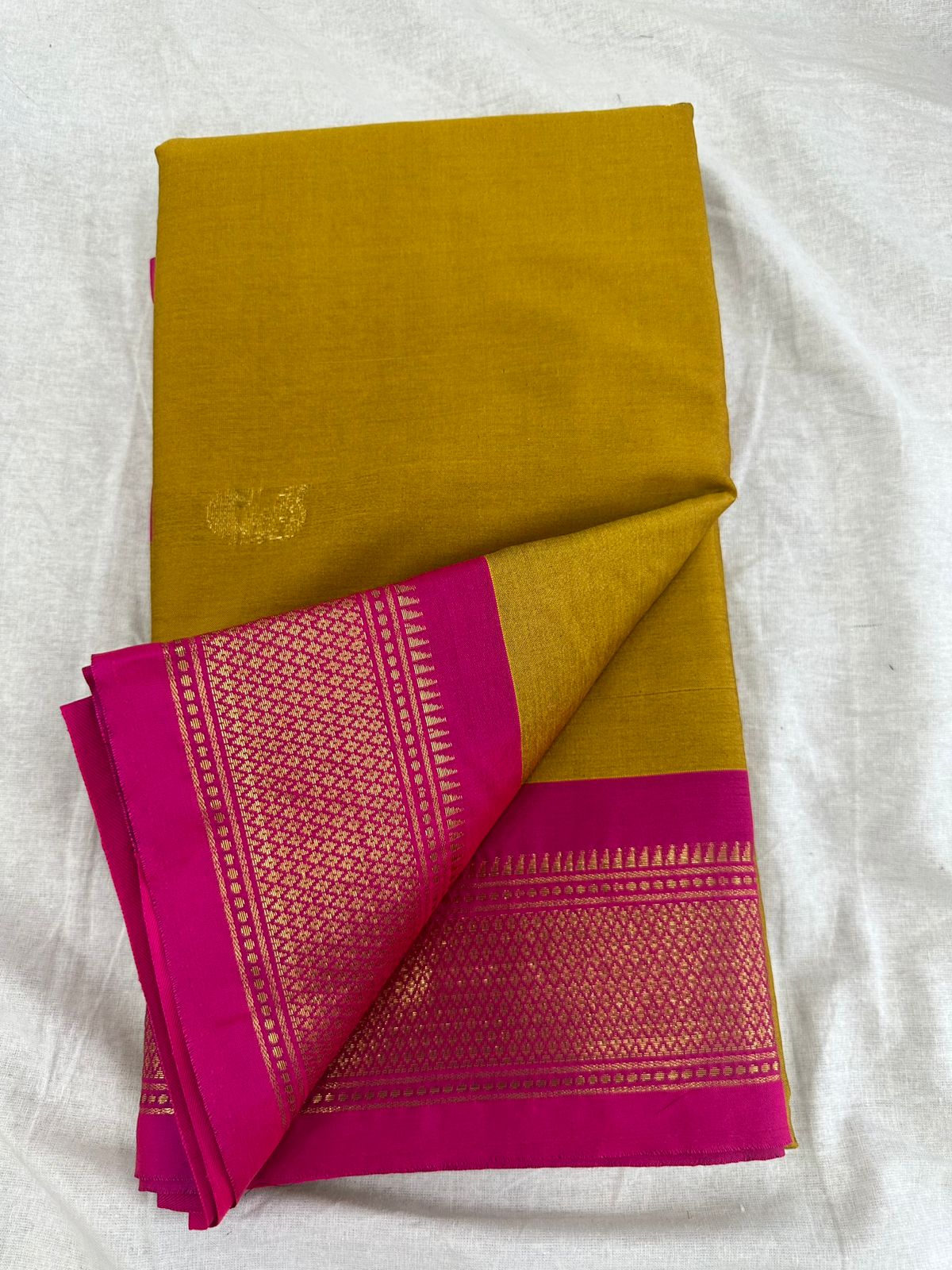 Yellow and Pink pallu Design CP Cotton Saree