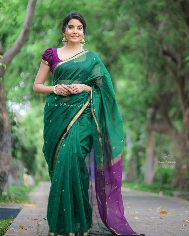 Green and Purple Boarder Chhaya Cotton Saree