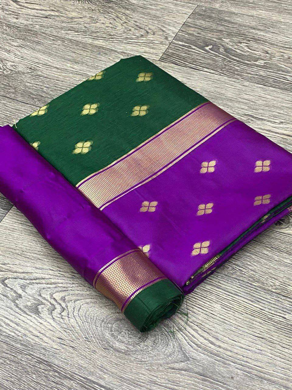 Green and Purple Boarder Chhaya Cotton Saree