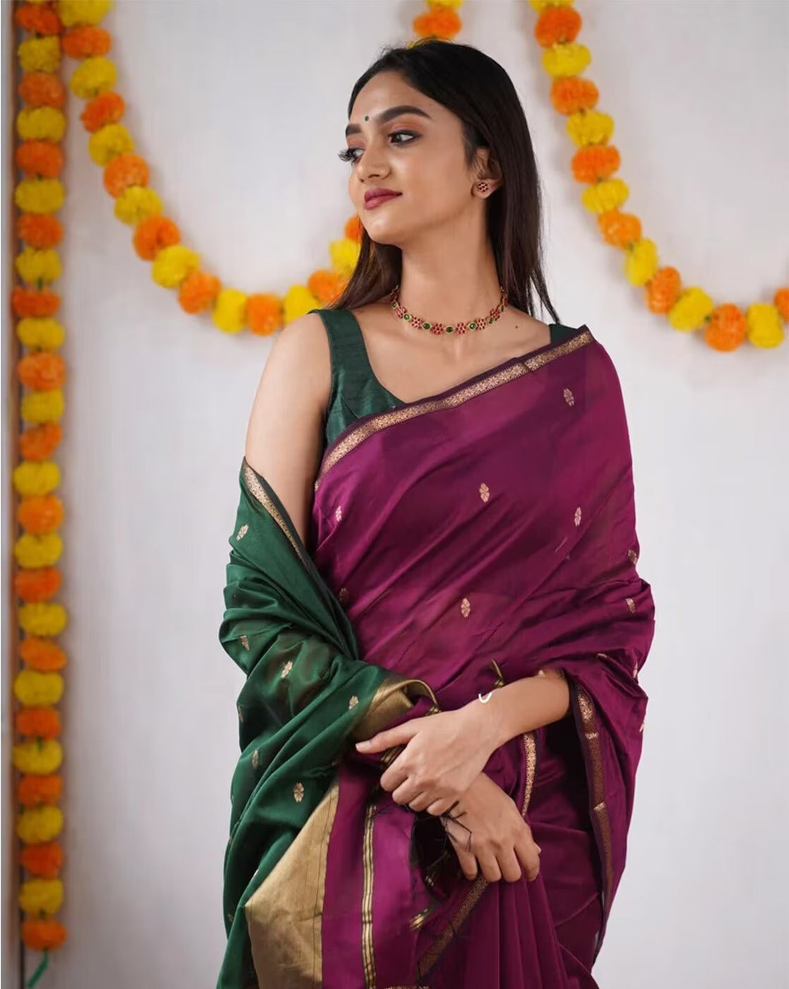 Green and Pink Boarder Chhaya Cotton Saree