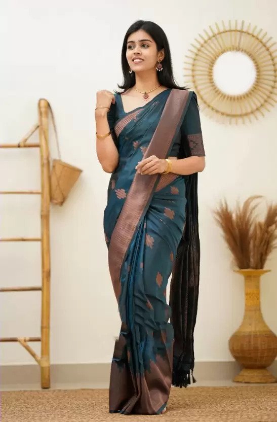 Rama Jacquard Boarder Copper Divya Kanjivaram Silk Saree