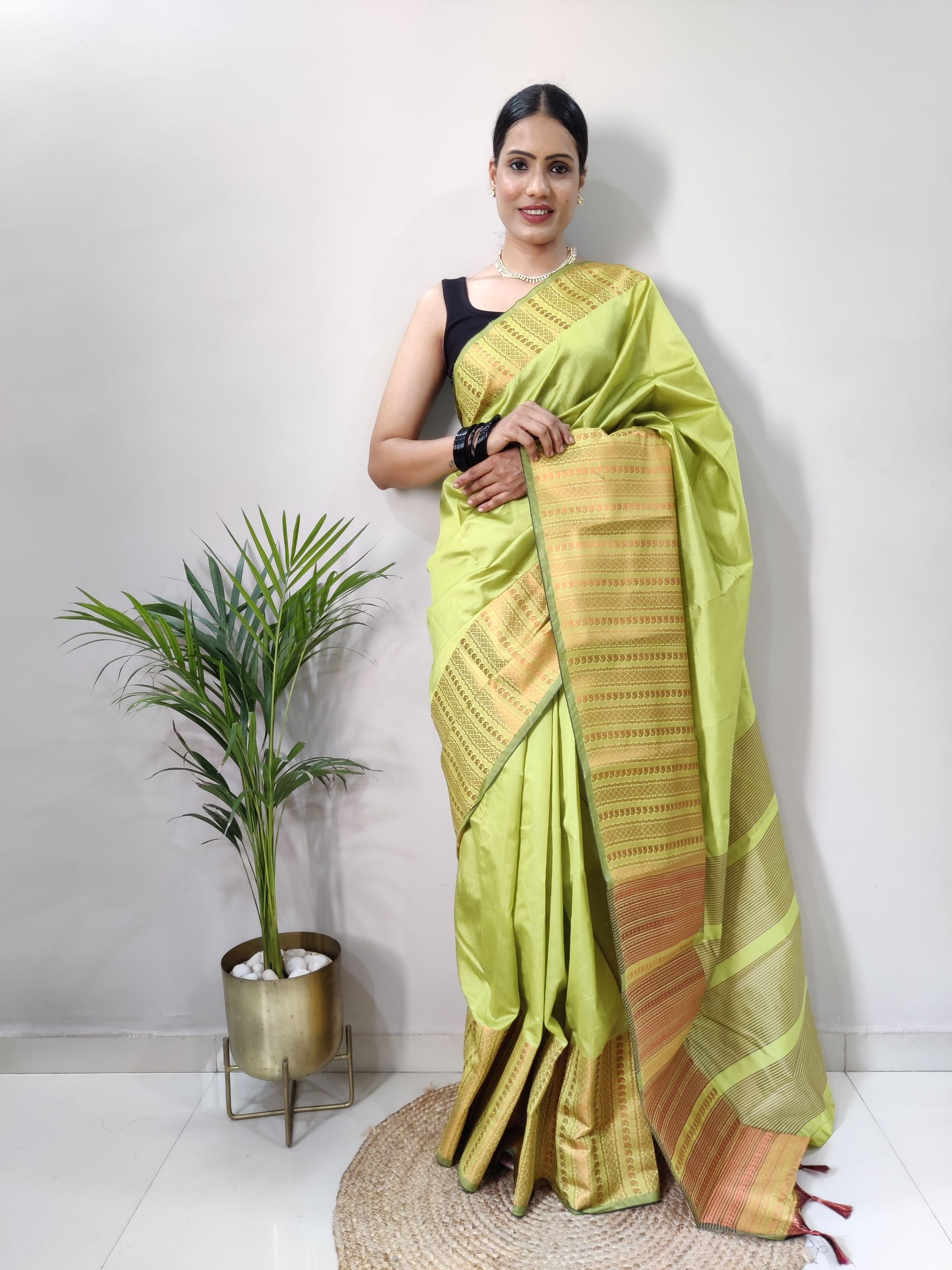 Perrot Copper Design Mango Kanjivaram Silk Saree