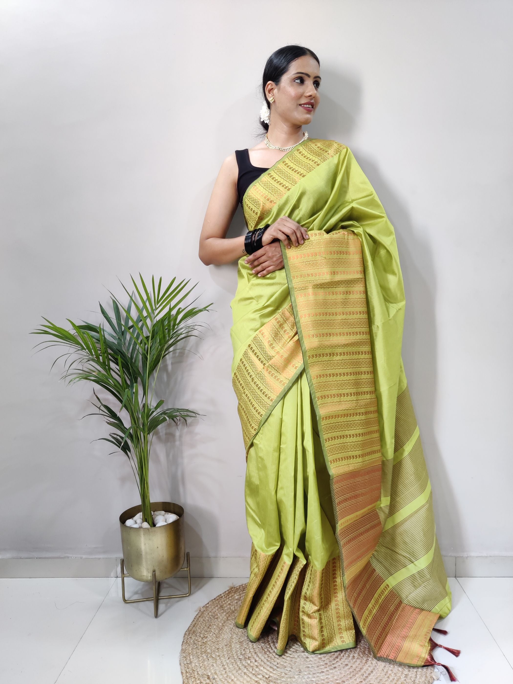 Perrot Copper Design Mango Kanjivaram Silk Saree