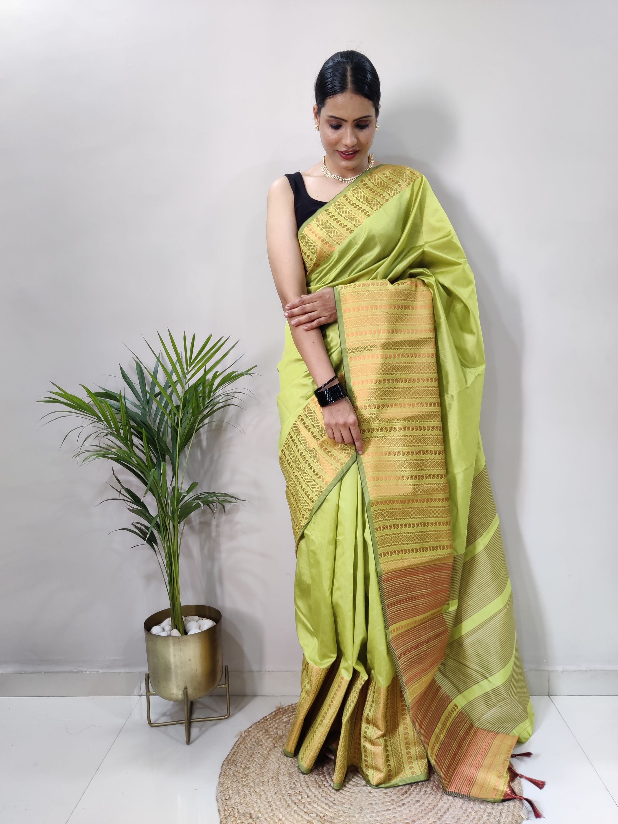 Perrot Copper Design Mango Kanjivaram Silk Saree