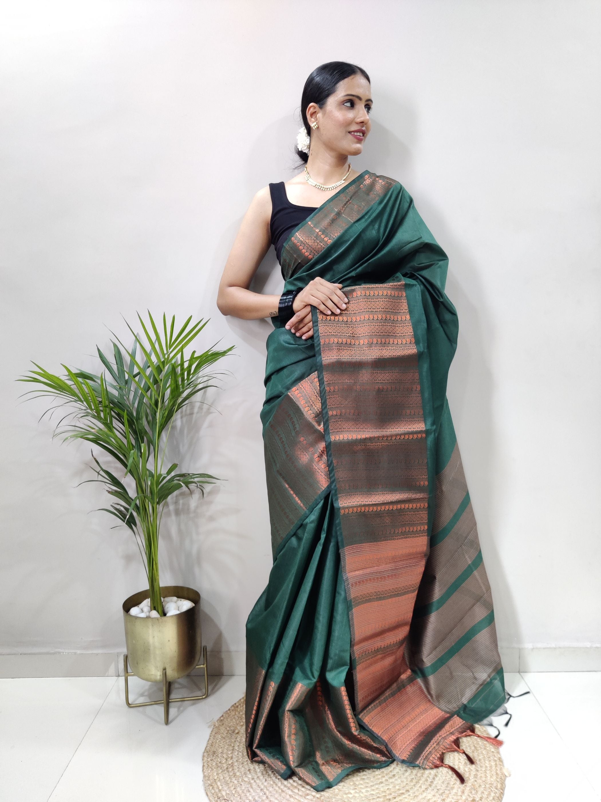 Rama Copper Design Mango Kanjivaram Silk Saree