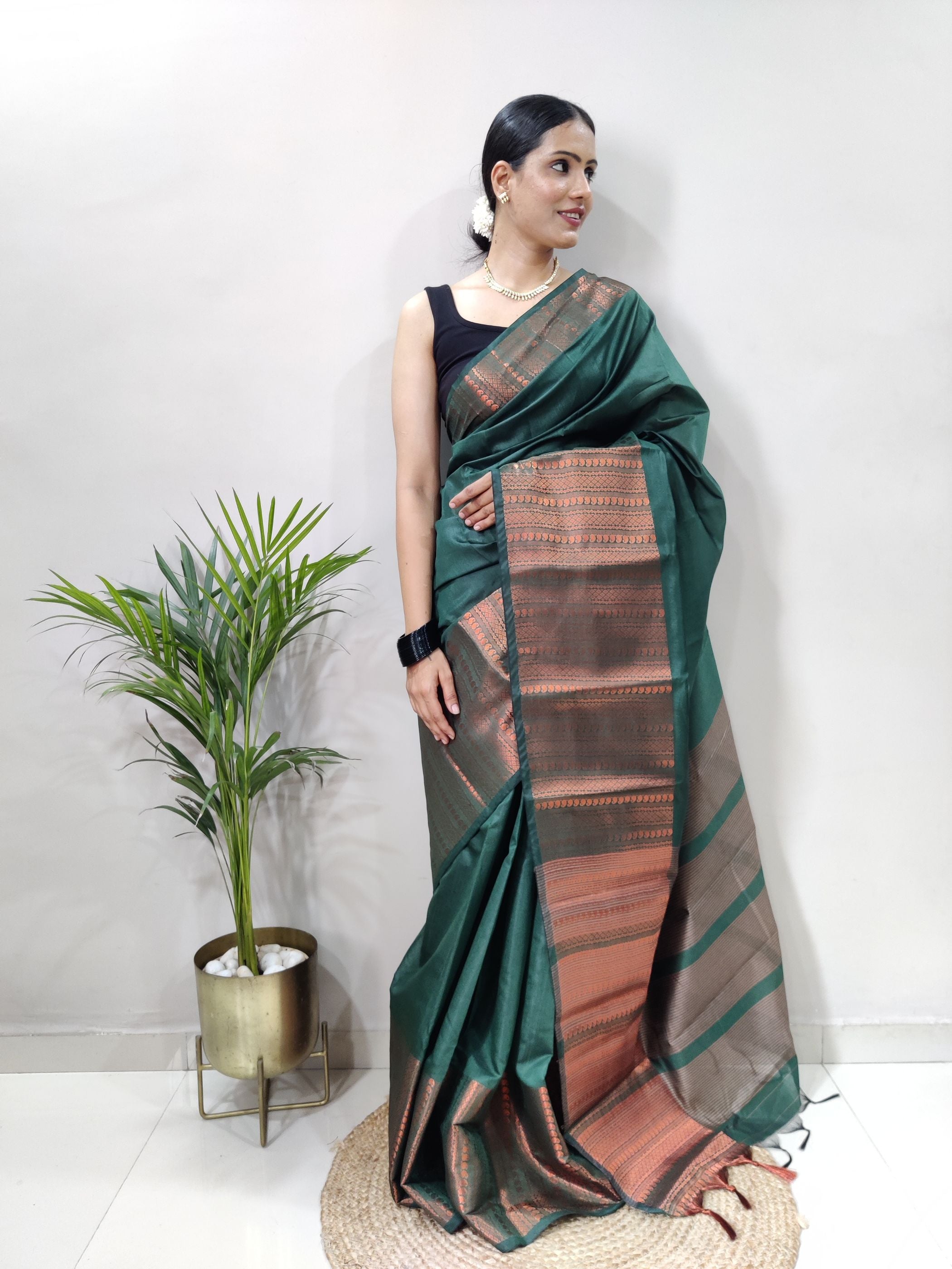 Rama Copper Design Mango Kanjivaram Silk Saree