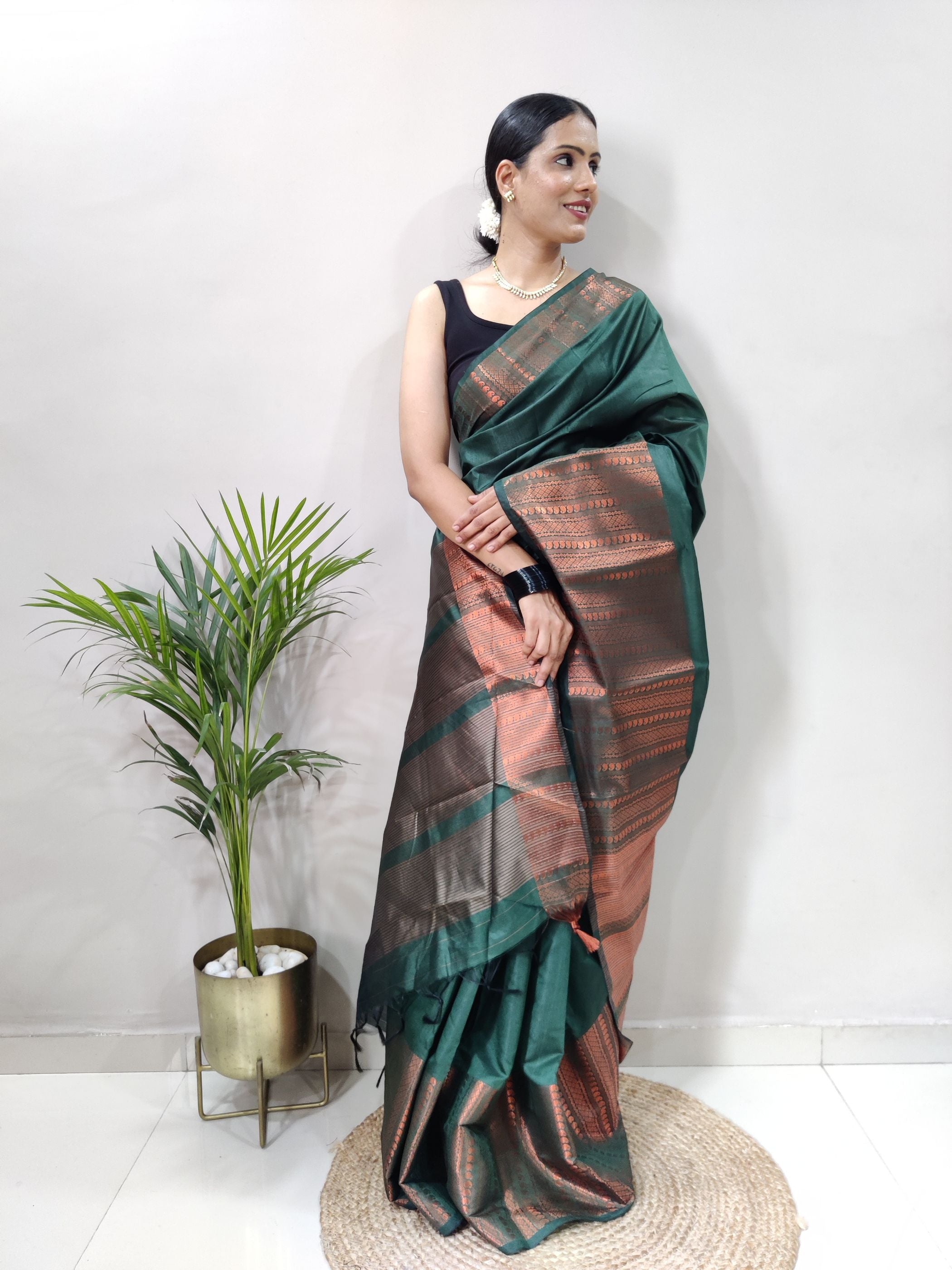 Rama Copper Design Mango Kanjivaram Silk Saree