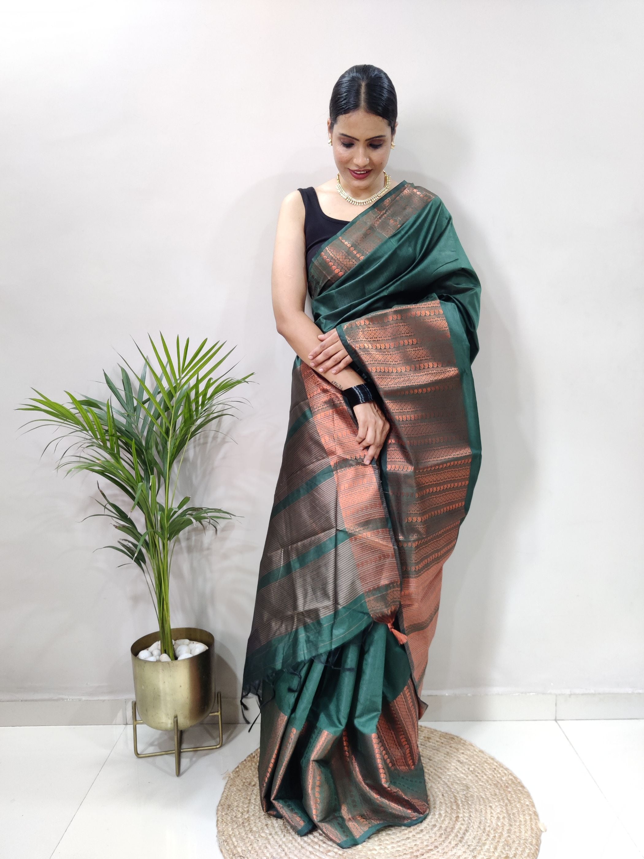 Rama Copper Design Mango Kanjivaram Silk Saree