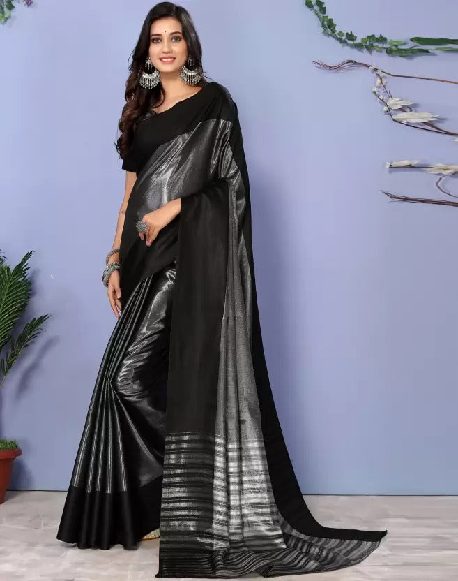 Black Silver Shade pallu Design Divya Pure Silk Saree