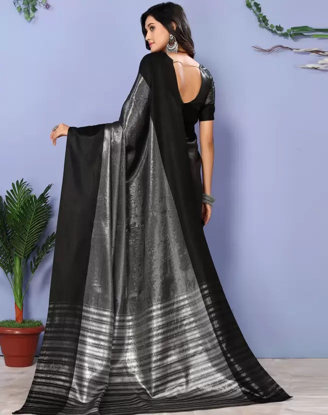 Black Silver Shade pallu Design Divya Pure Silk Saree