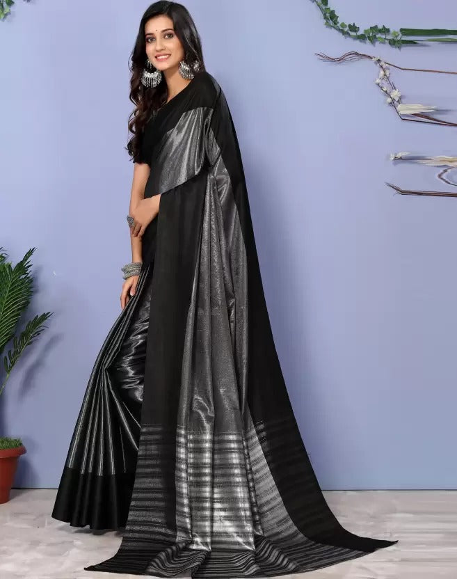 Black Silver Shade pallu Design Divya Pure Silk Saree