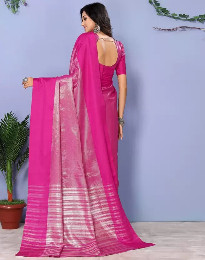 Pink Silver Shade pallu Design Divya Pure Silk Saree