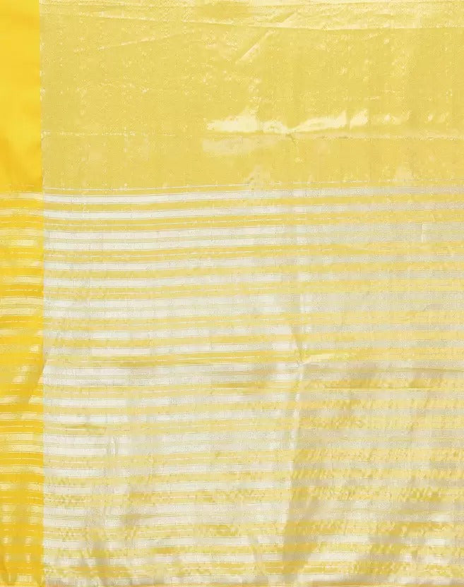 Yellow Silver Shade pallu Design Divya Pure Silk Saree