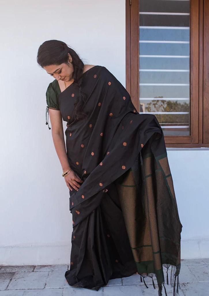 Black Copper Design Boarder Dipali Kanjivaram Silk Saree