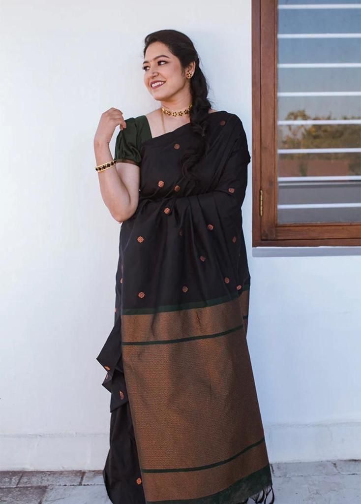 Black Copper Design Boarder Dipali Kanjivaram Silk Saree