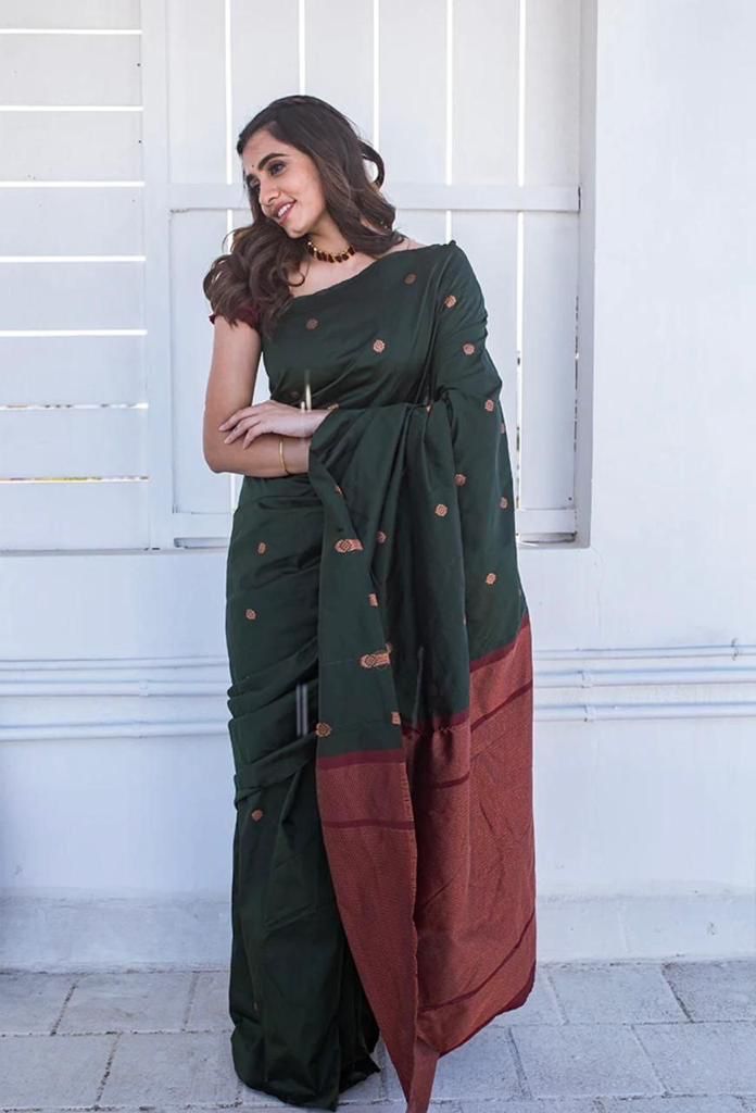 Green Copper Design Boarder Dipali Kanjivaram Silk Saree