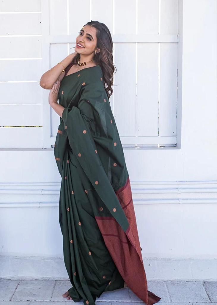 Green Copper Design Boarder Dipali Kanjivaram Silk Saree