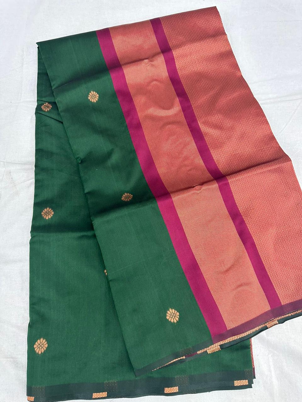 Green Copper Design Boarder Dipali Kanjivaram Silk Saree