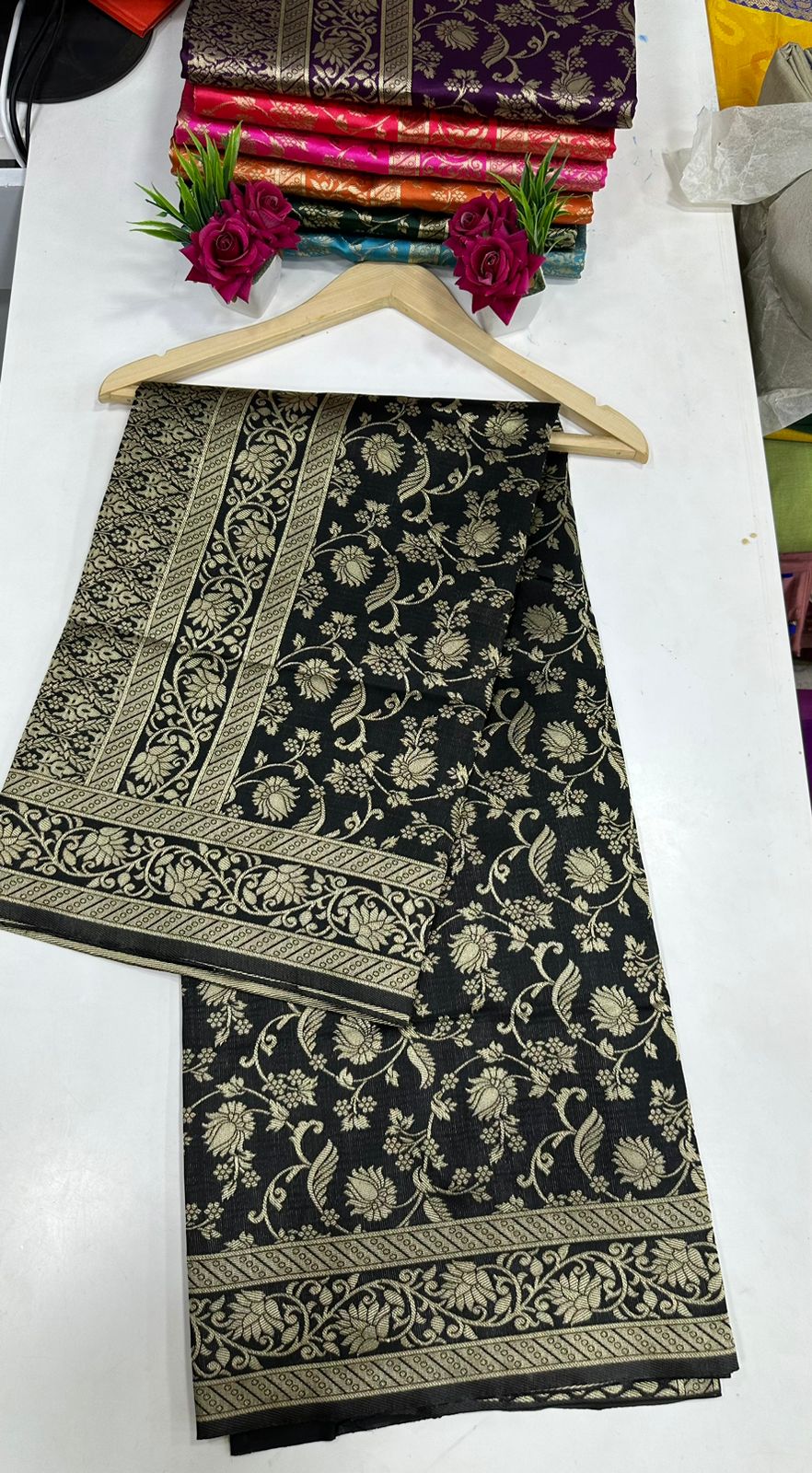 Black Golden Design Boarder Famous Kanjivaram Silk Saree