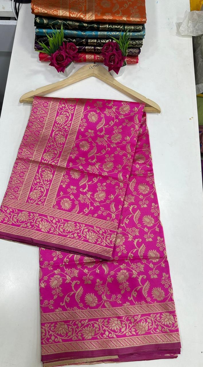 Dark Pink Golden Design Boarder Famous Kanjivaram Silk Saree