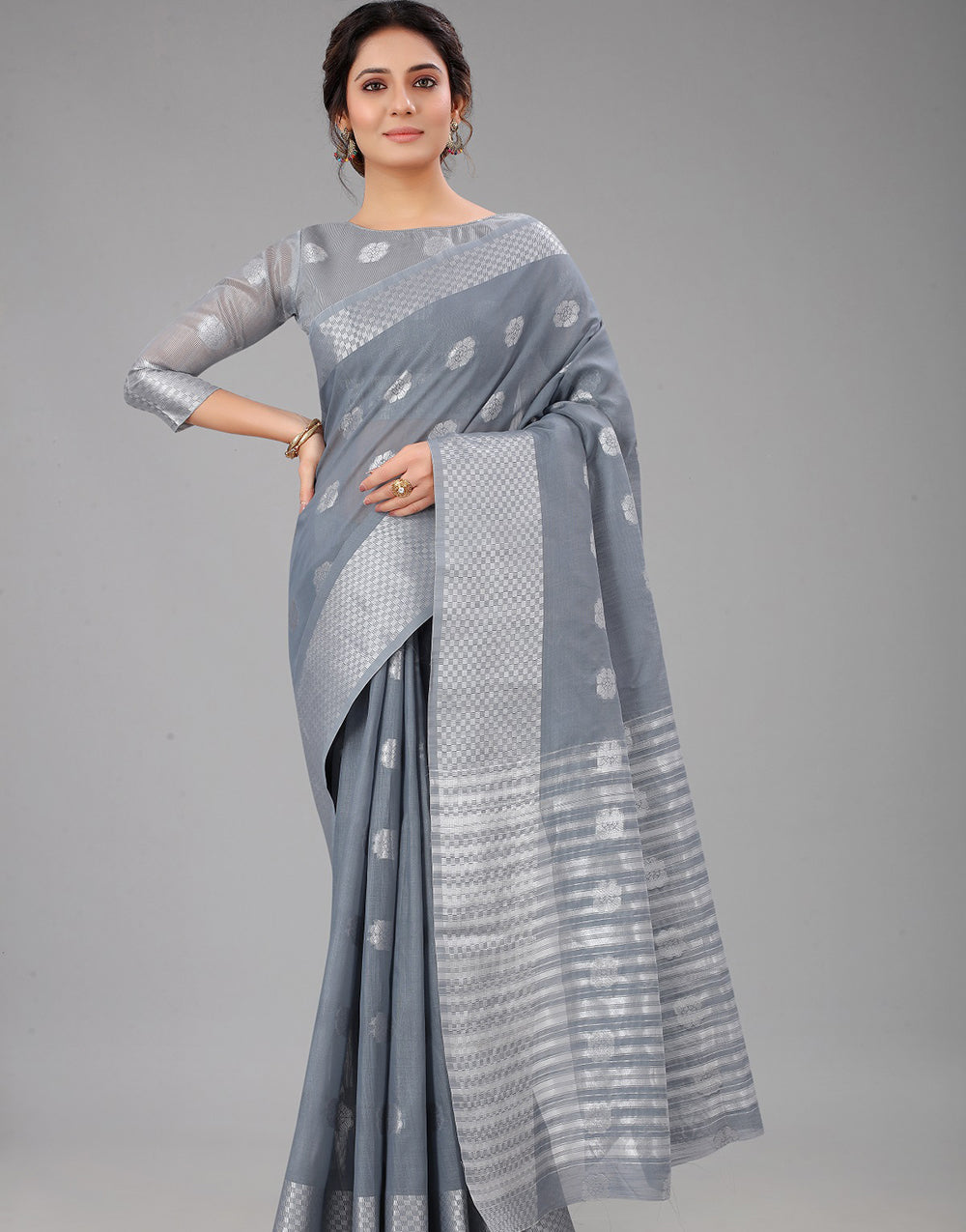 Grey Lien Design Gahana Italian Silk Saree