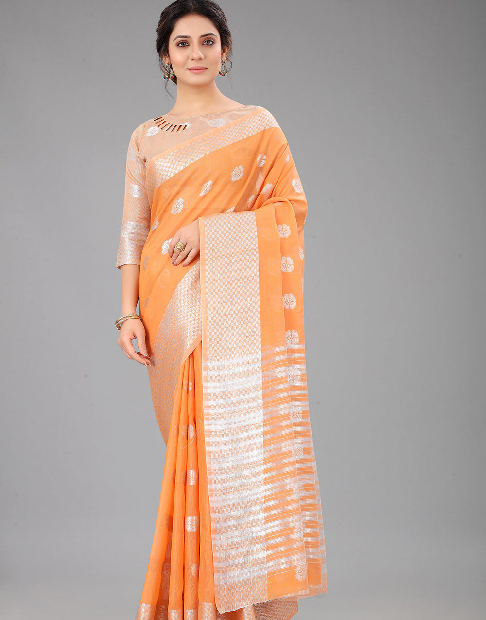 Orange Lien Design Gahana Italian Silk Saree