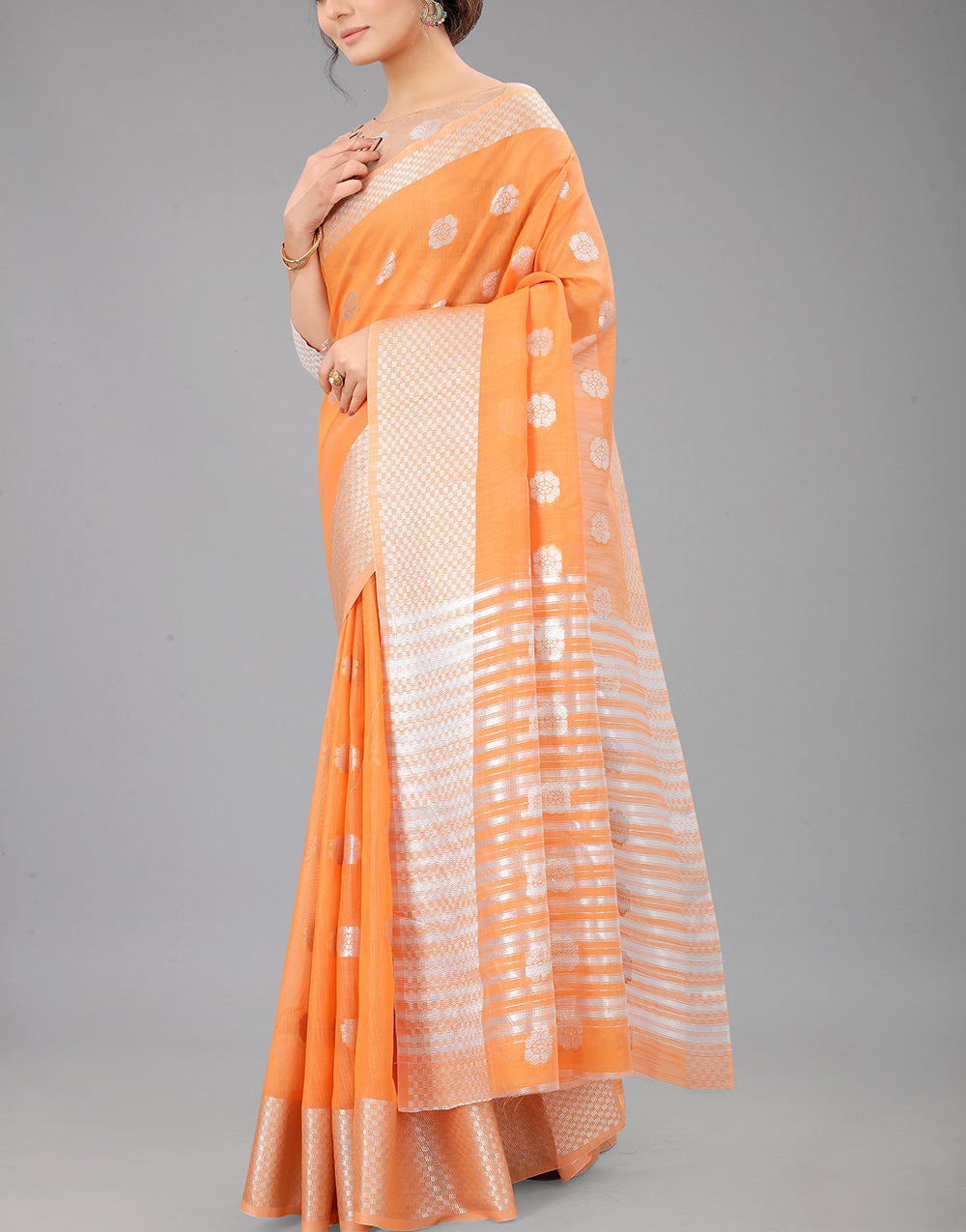 Orange Lien Design Gahana Italian Silk Saree