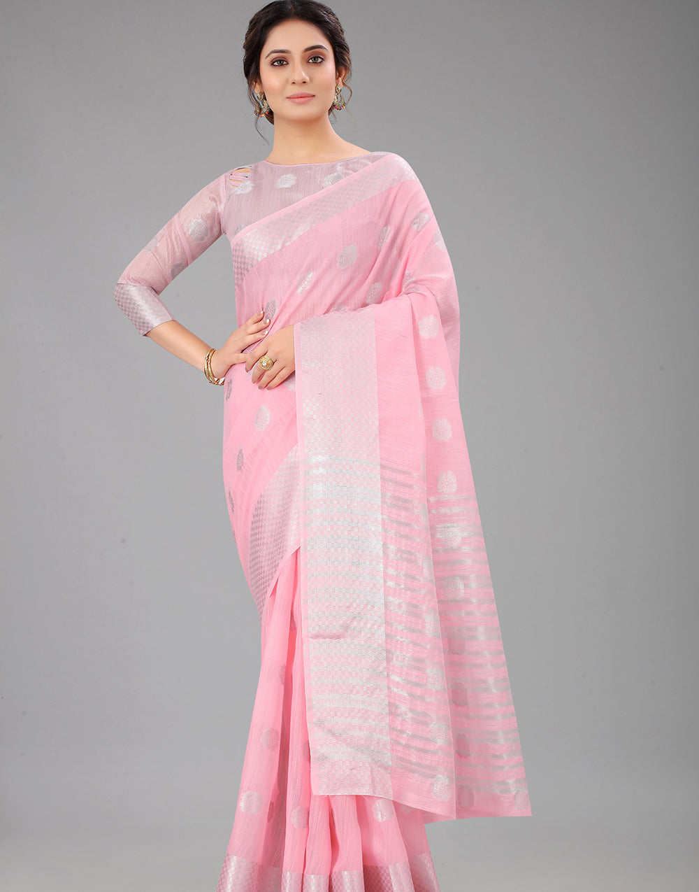 Pink Lien Design Gahana Italian Silk Saree