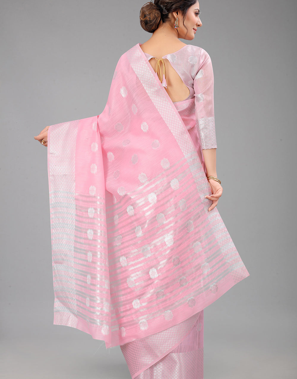 Pink Lien Design Gahana Italian Silk Saree