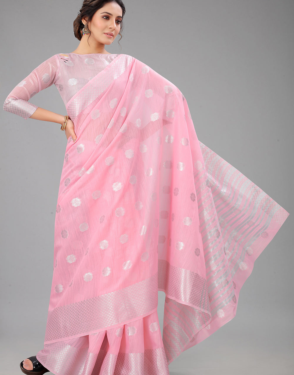 Pink Lien Design Gahana Italian Silk Saree