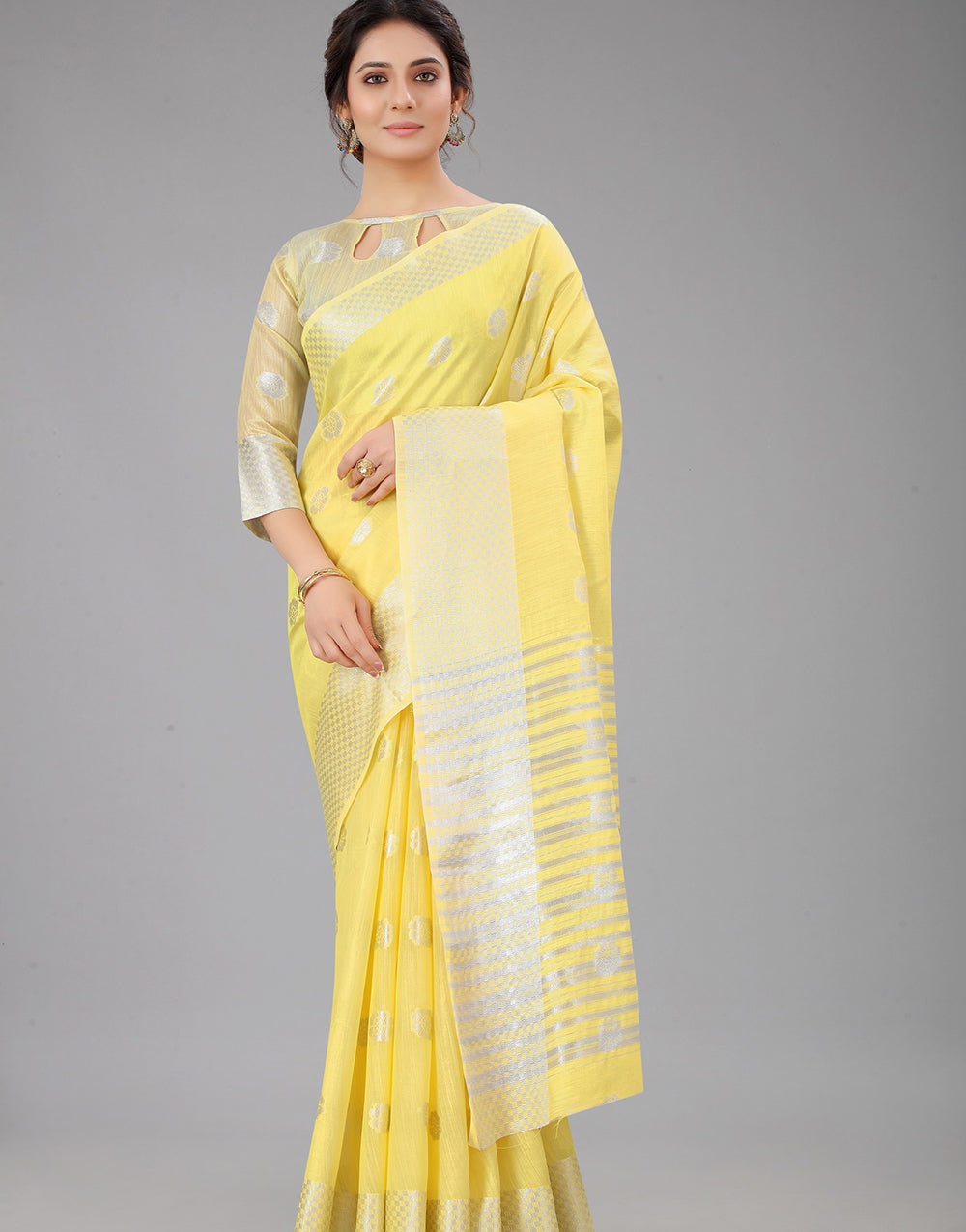 Yellow Lien Design Gahana Italian Silk Saree