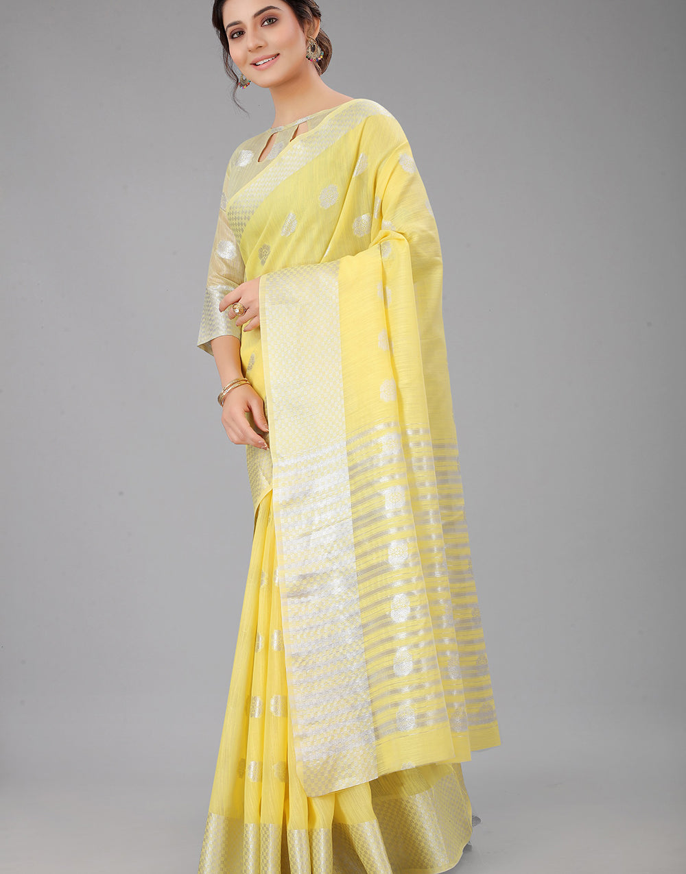 Yellow Lien Design Gahana Italian Silk Saree