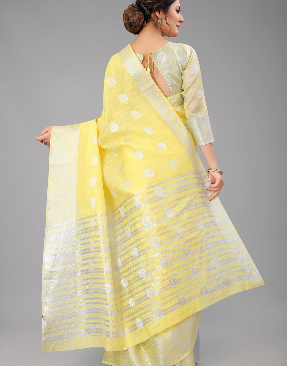 Yellow Lien Design Gahana Italian Silk Saree