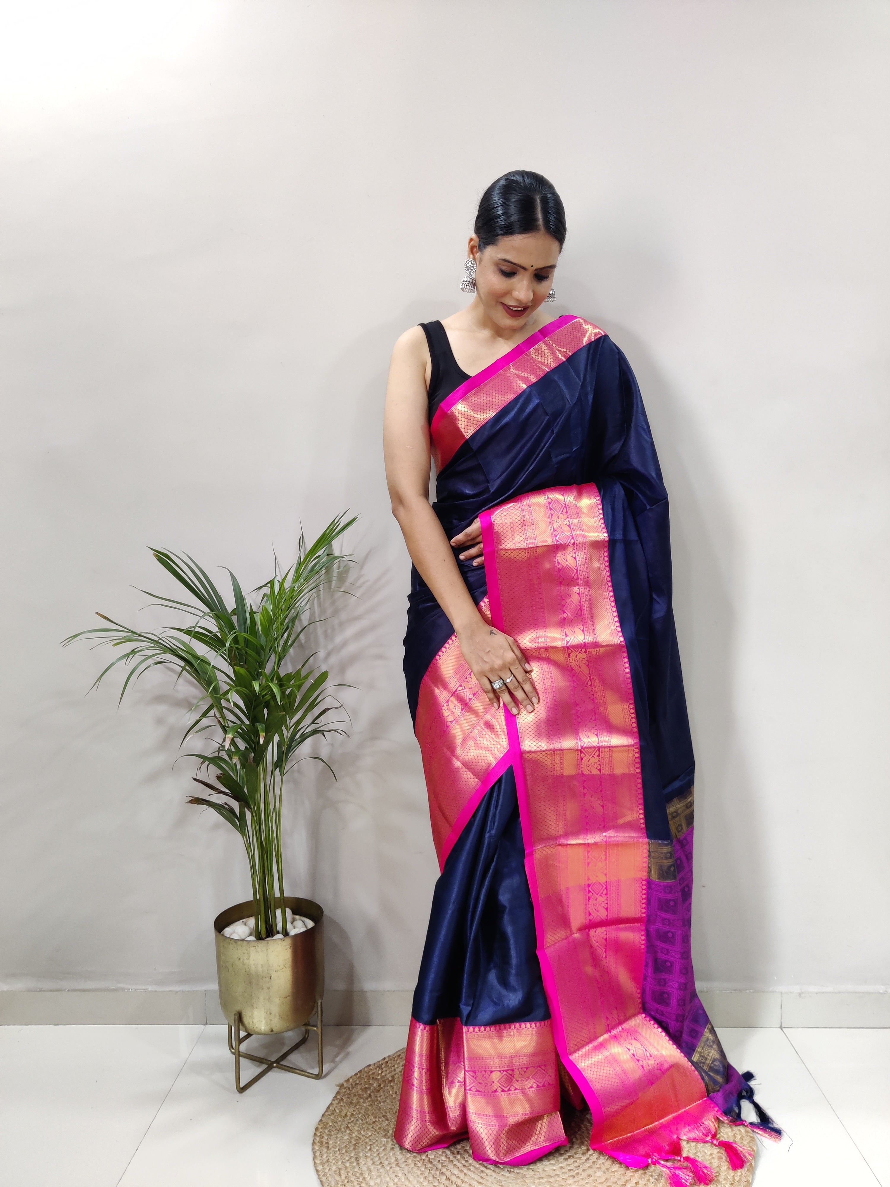 Blue Pink Tapsi  Kanjivaram Silk Saree