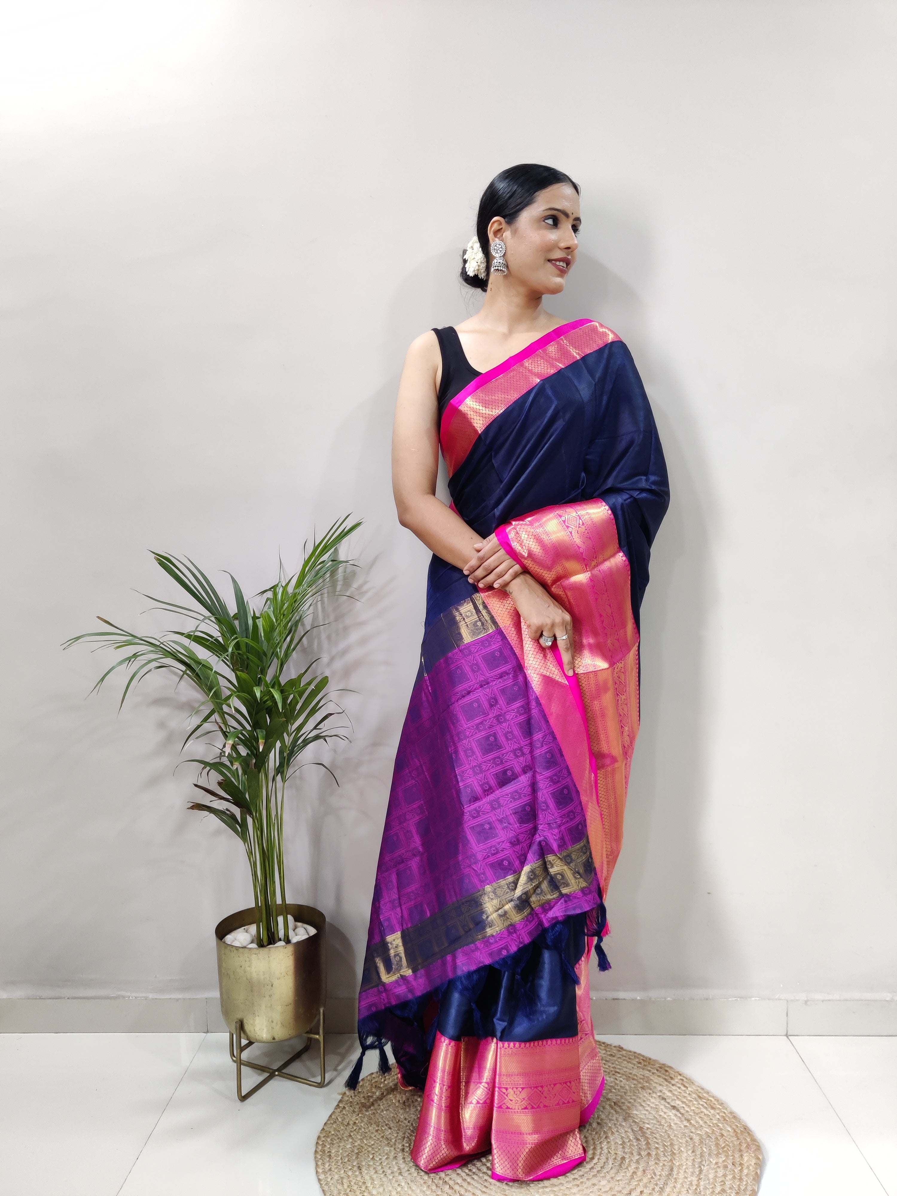 Blue Pink Tapsi  Kanjivaram Silk Saree