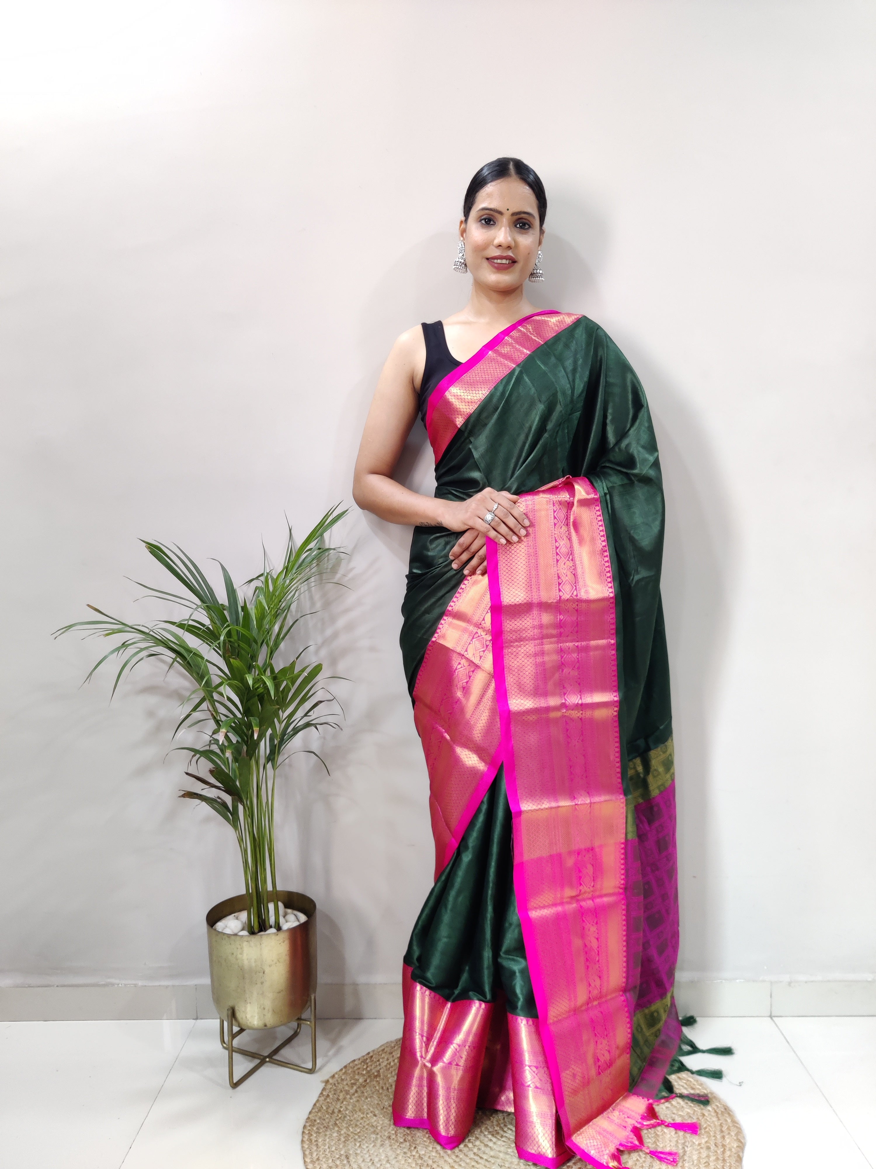 Green Pink Tapsi  Kanjivaram Silk Saree