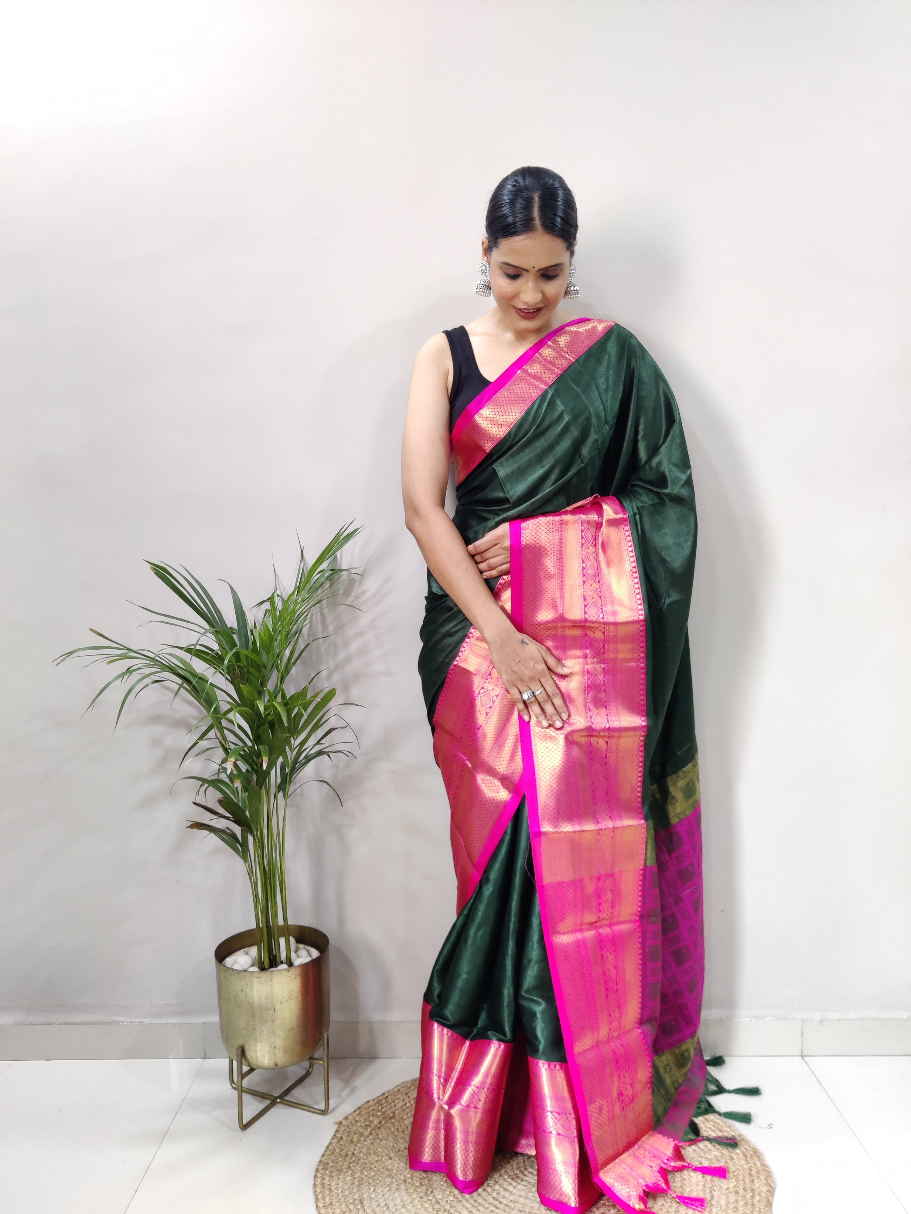 Green Pink Tapsi  Kanjivaram Silk Saree