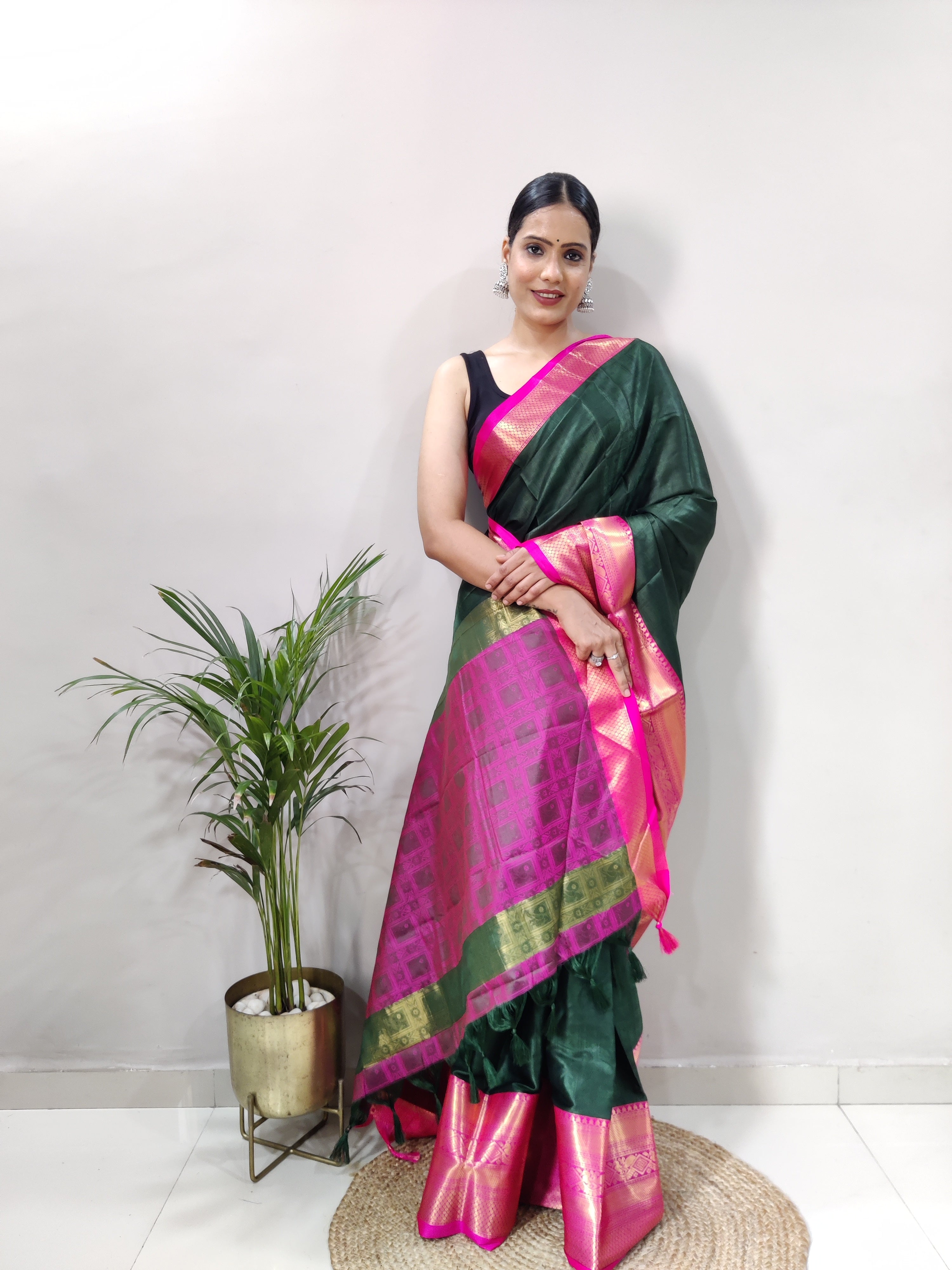 Green Pink Tapsi  Kanjivaram Silk Saree