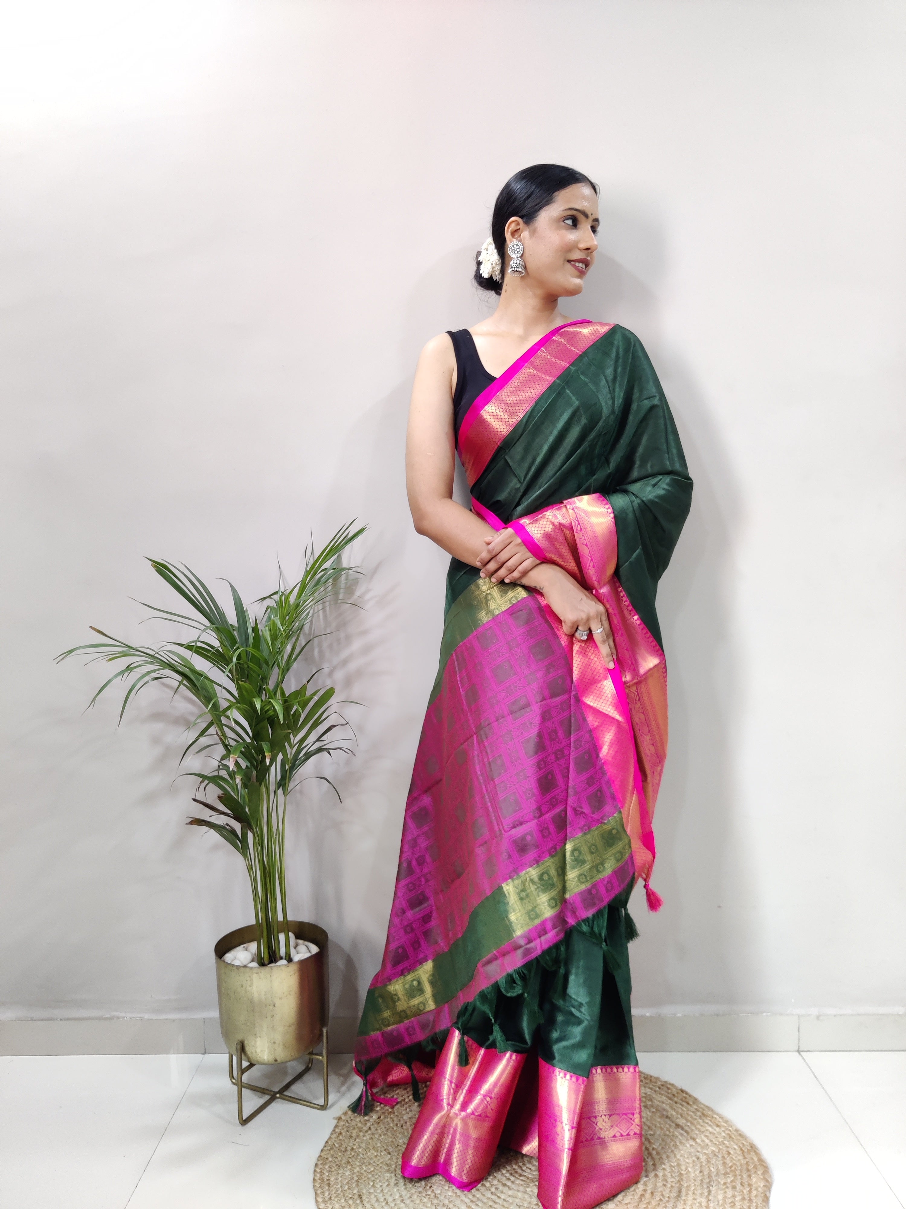 Green Pink Tapsi  Kanjivaram Silk Saree